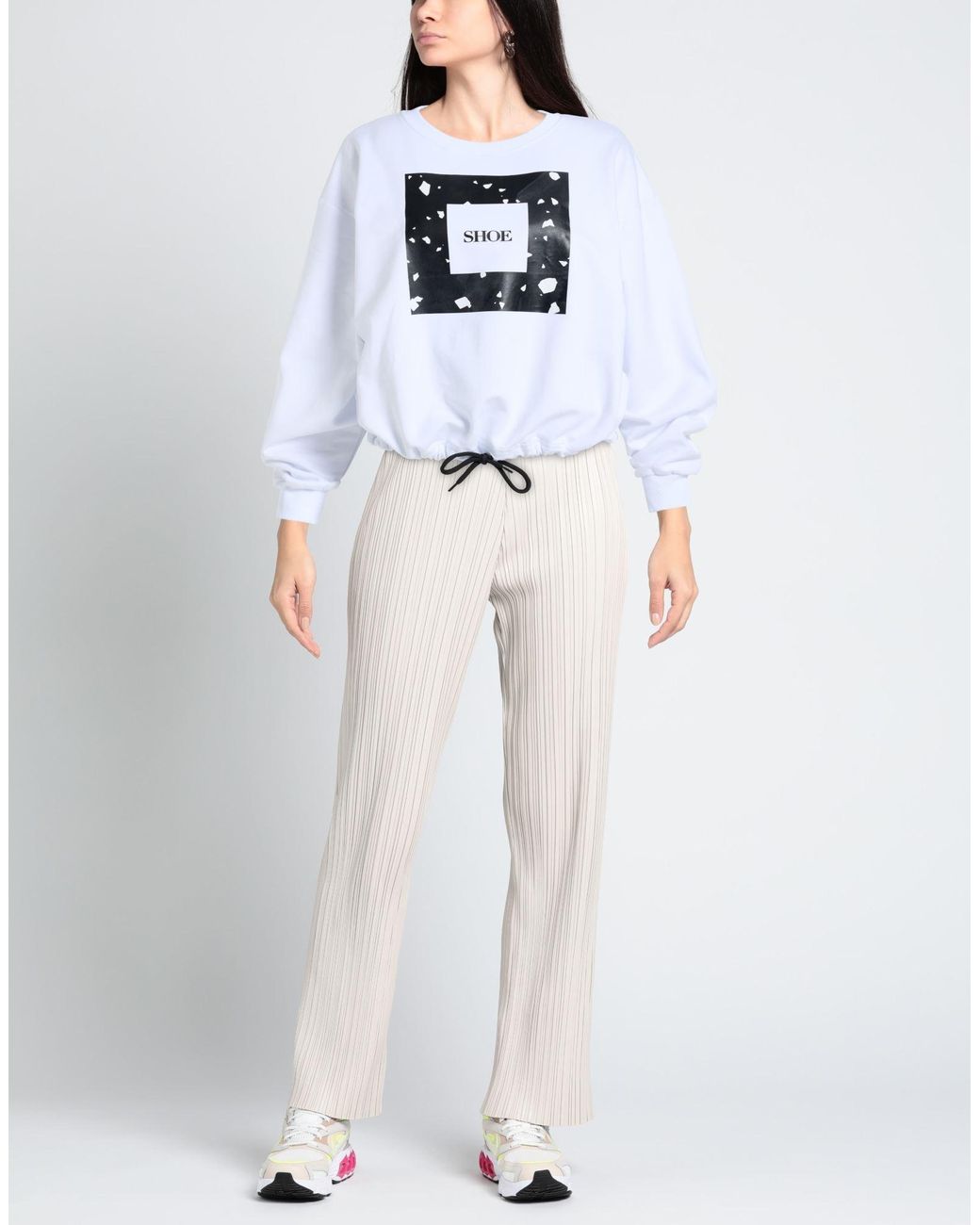 Shoe White Sweatshirt Cotton, Elastane