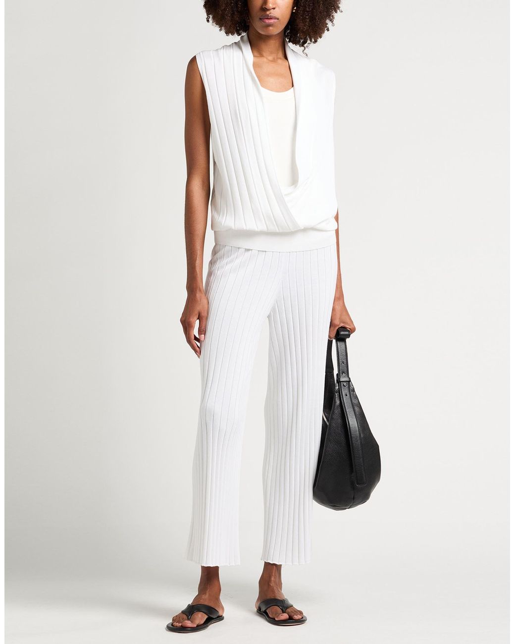 Fedeli White Pants Viscose, Cotton