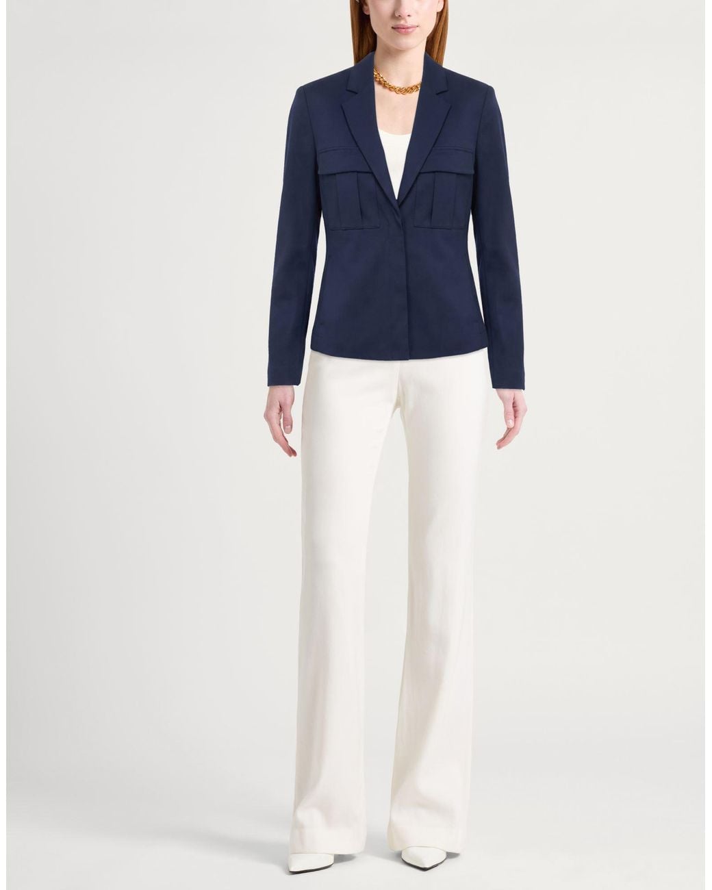 Patrizia Pepe Blue Blazer Cotton, Elastane