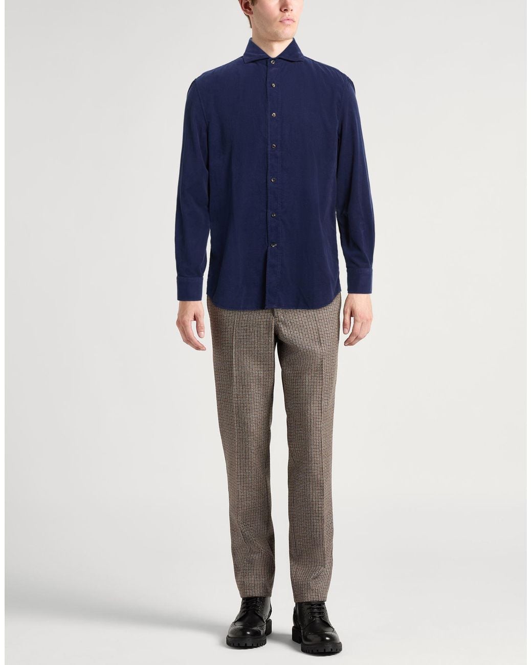 Brunello Cucinelli Blue Shirt Cotton for men
