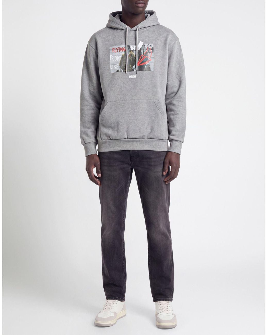 Throwback. Gray Sweatshirt Cotton for men