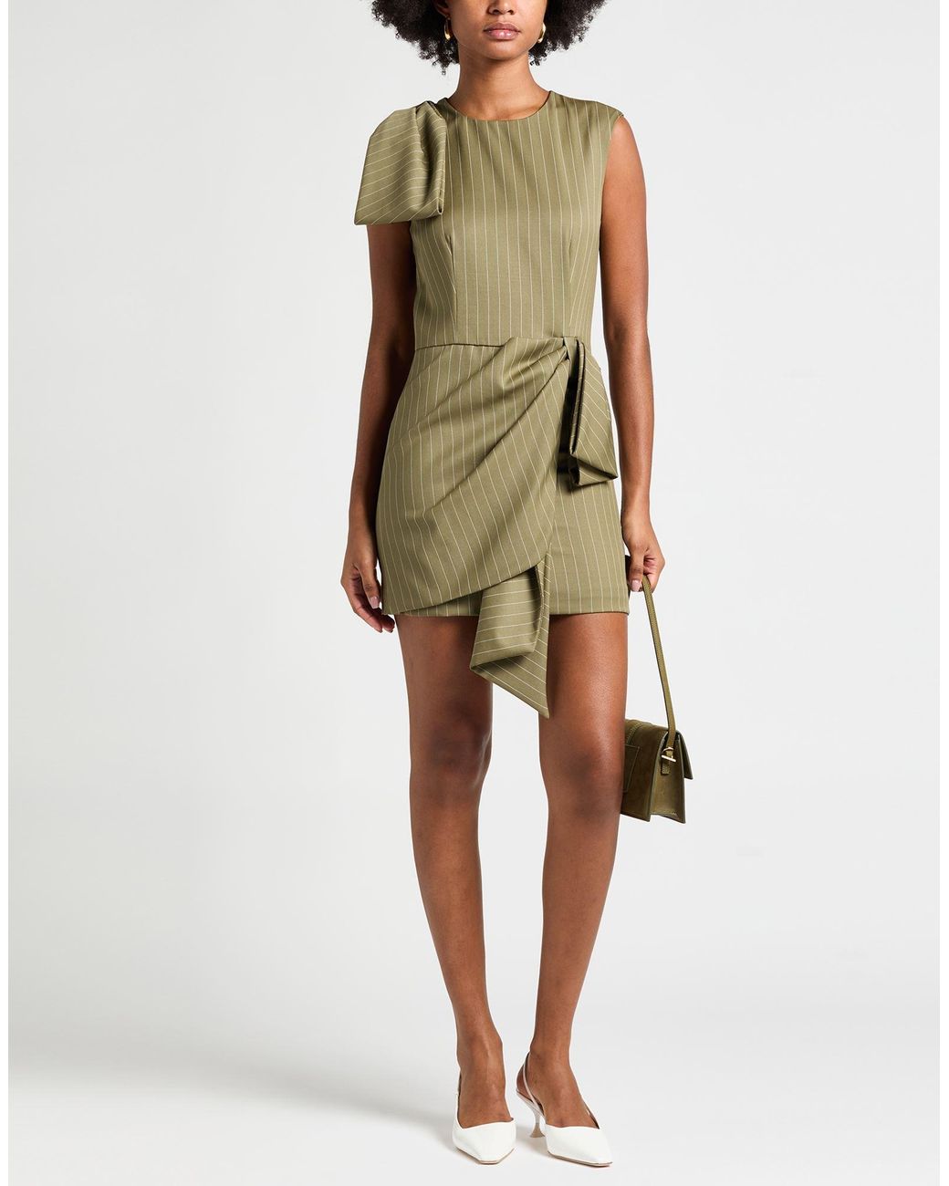MSGM Green Khaki Mini Dress Virgin Wool, Polyester