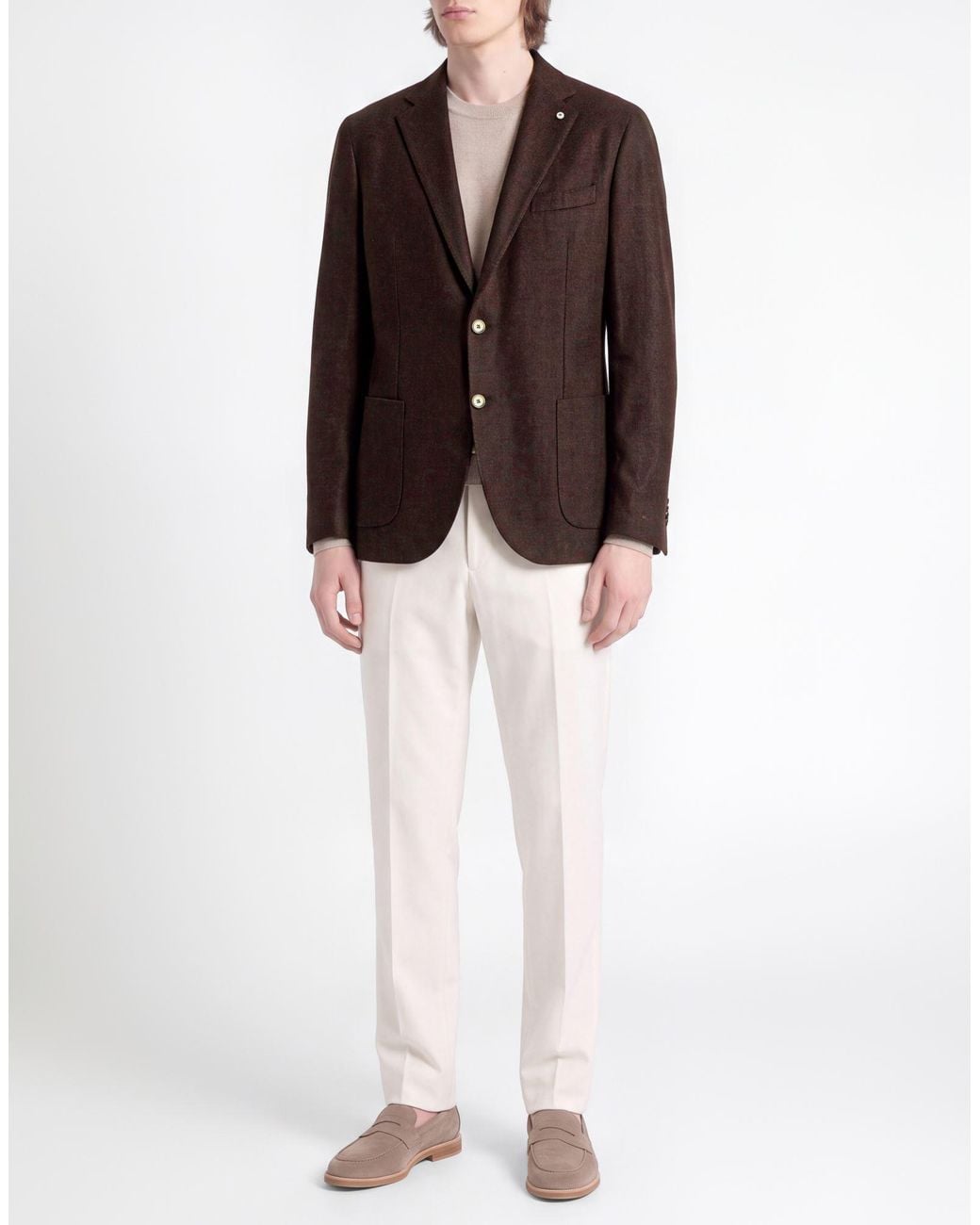 L.b.m. 1911 Brown Dark Blazer Virgin Wool, Polyester, Cashmere for men