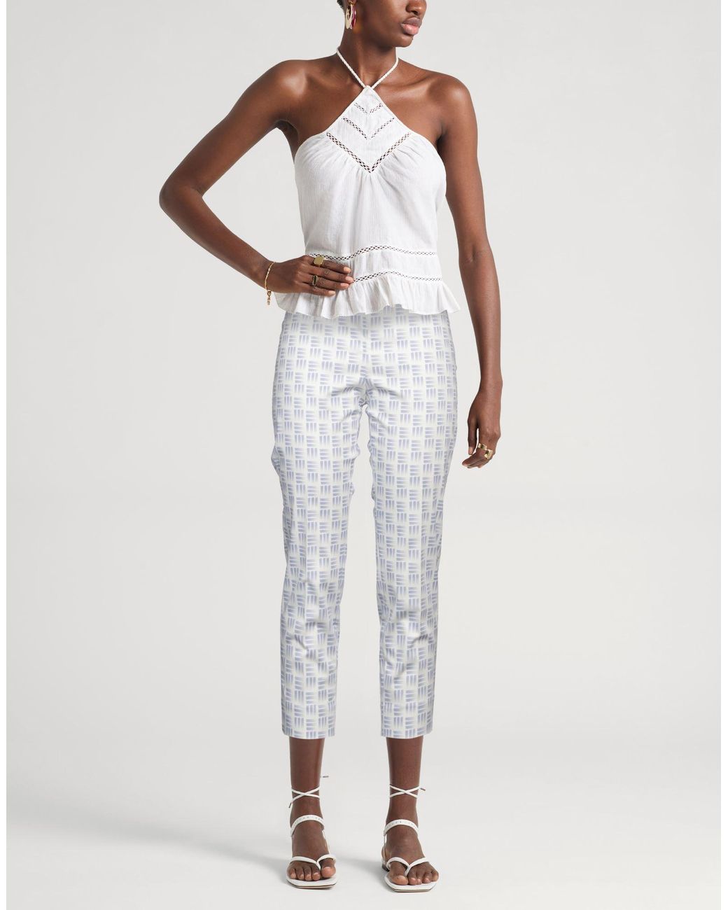Peserico White Slate Pants Cotton, Elastane