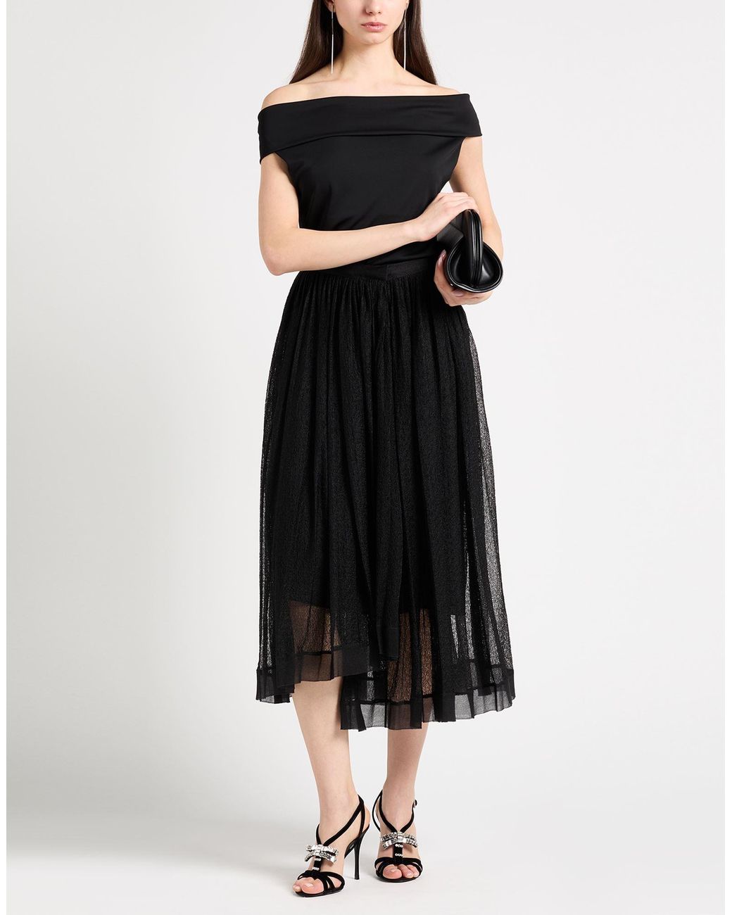 Dior Black Midi Skirt Silk, Polyester