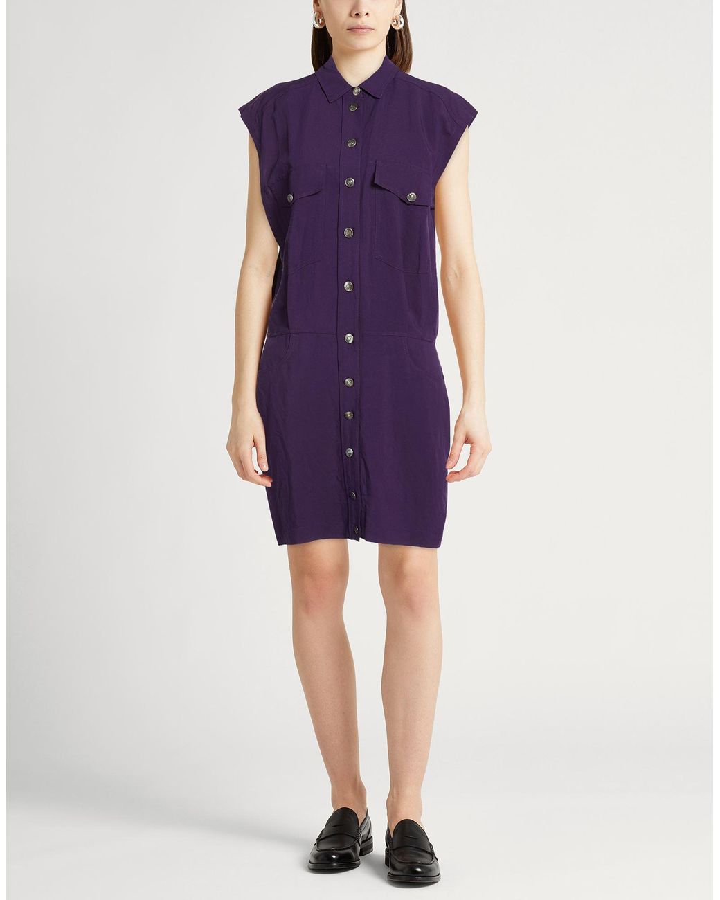 8pm Purple Mini Dress Viscose, Linen