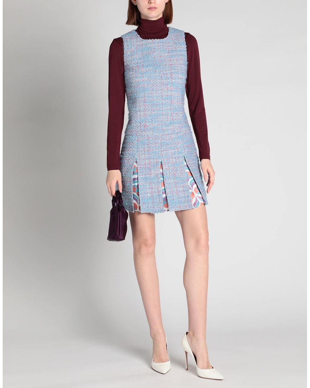 Boutique Moschino Blue Mini Dress Acrylic, Synthetic Fibers, Wool, Cotton, Silk