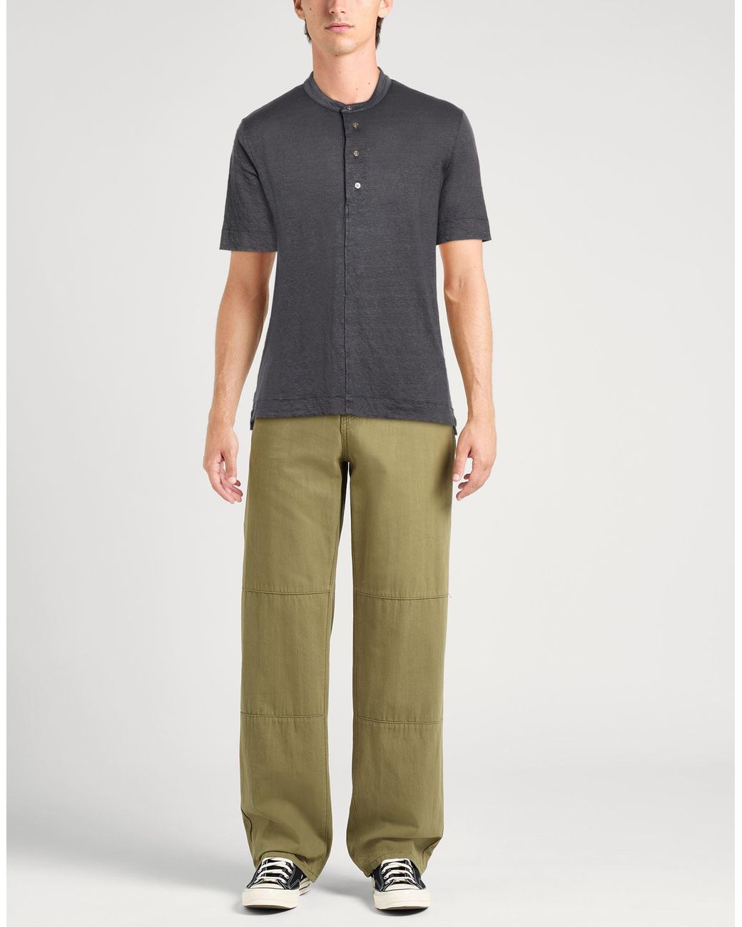 Alpha Studio Gray T-Shirt Linen, Elastane for men