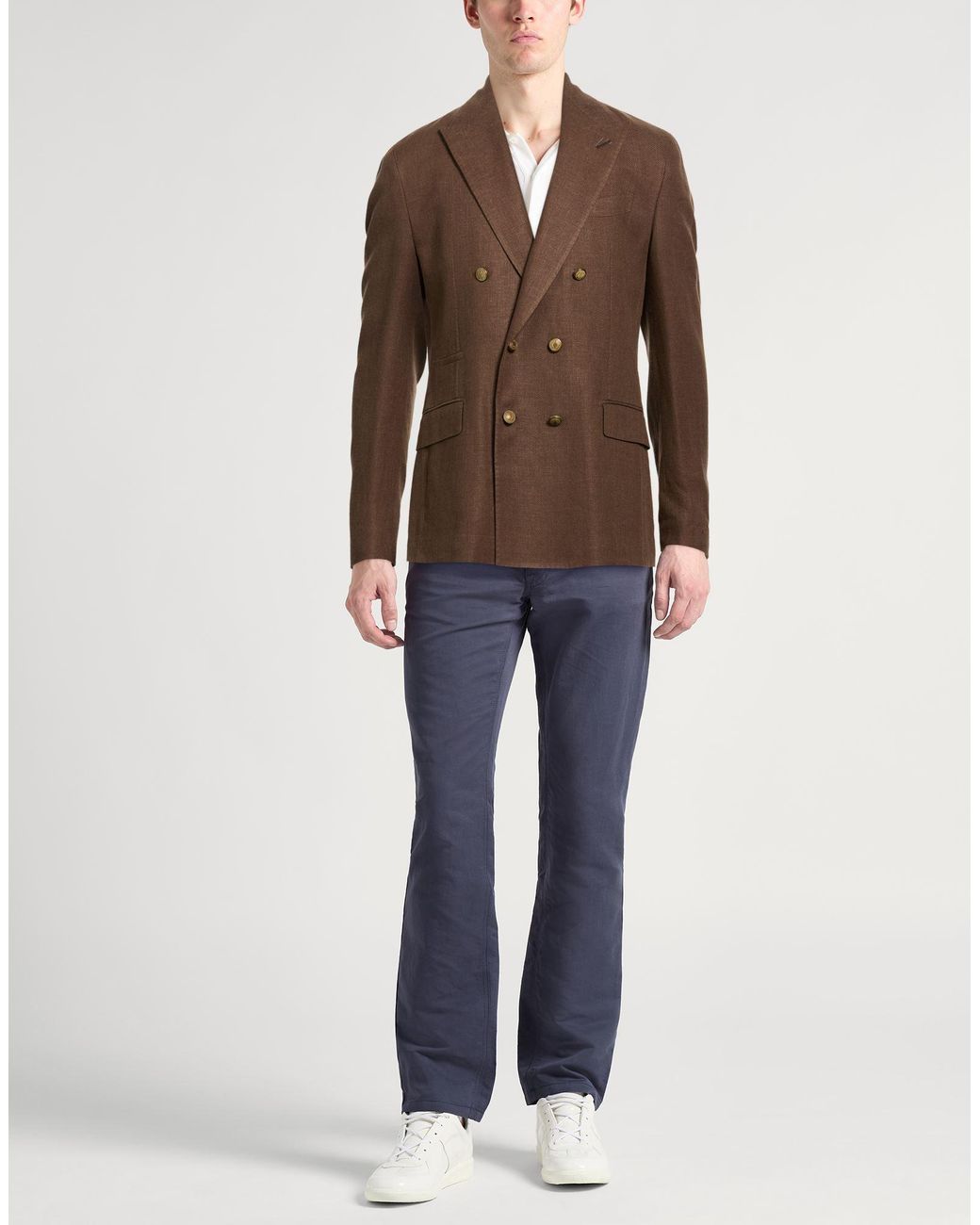 Eleventy Brown Blazer Linen, Wool for men
