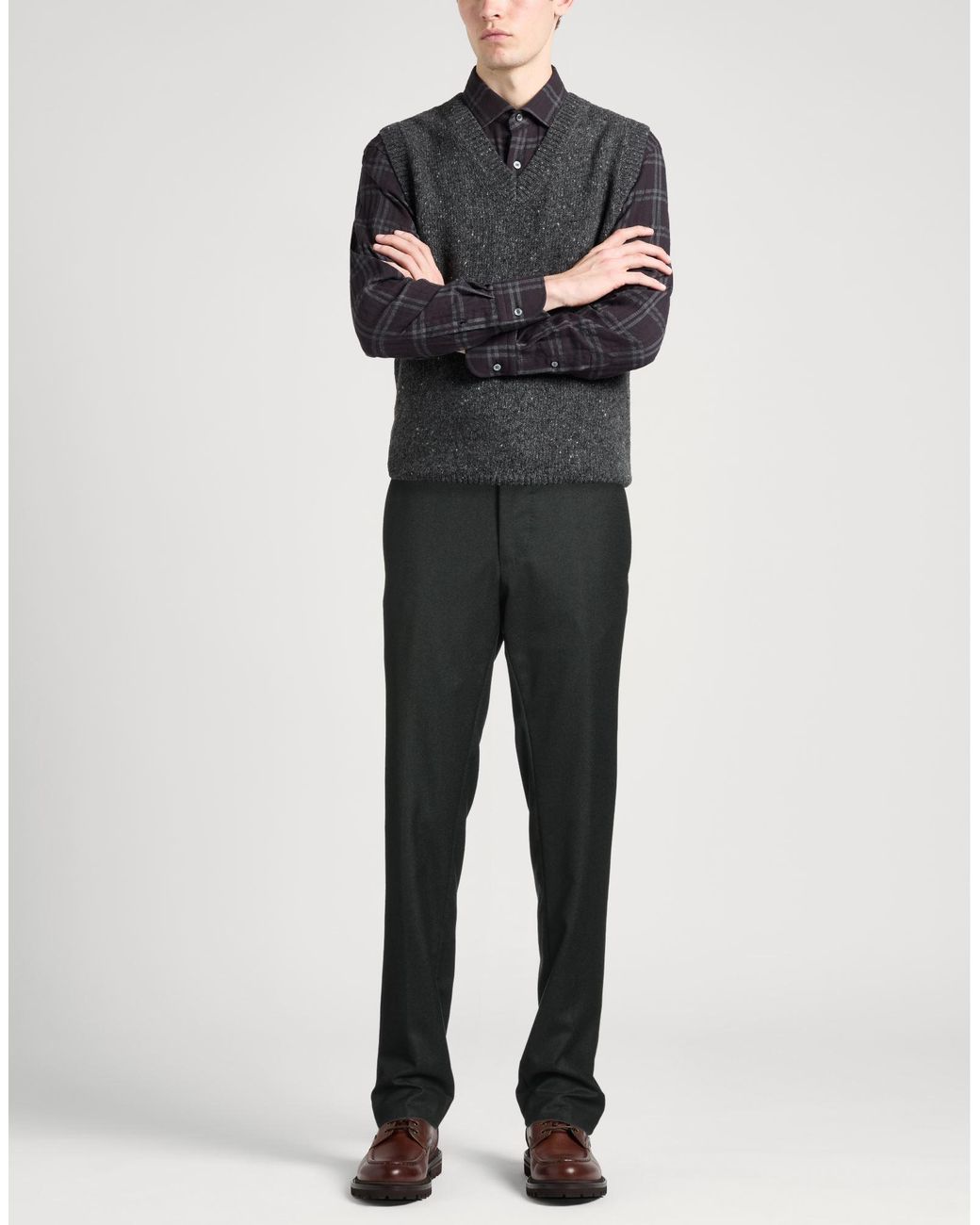 Santaniello Gray Pants Wool for men