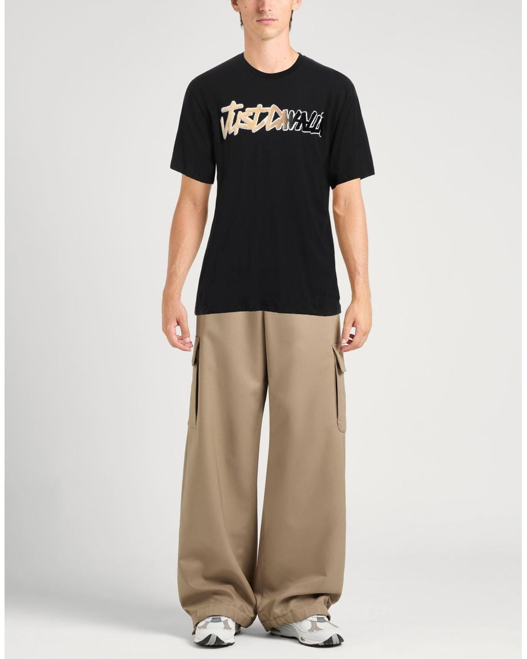 Just Cavalli Black Embellished Logo-Print Crewneck T-Shirt for men
