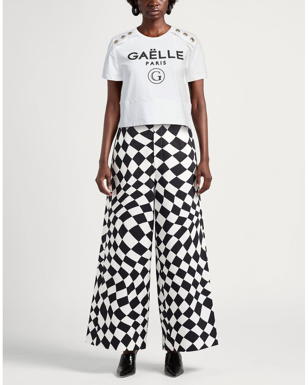 Gaelle Paris White Noir T-Shirt Cotton, Elastane