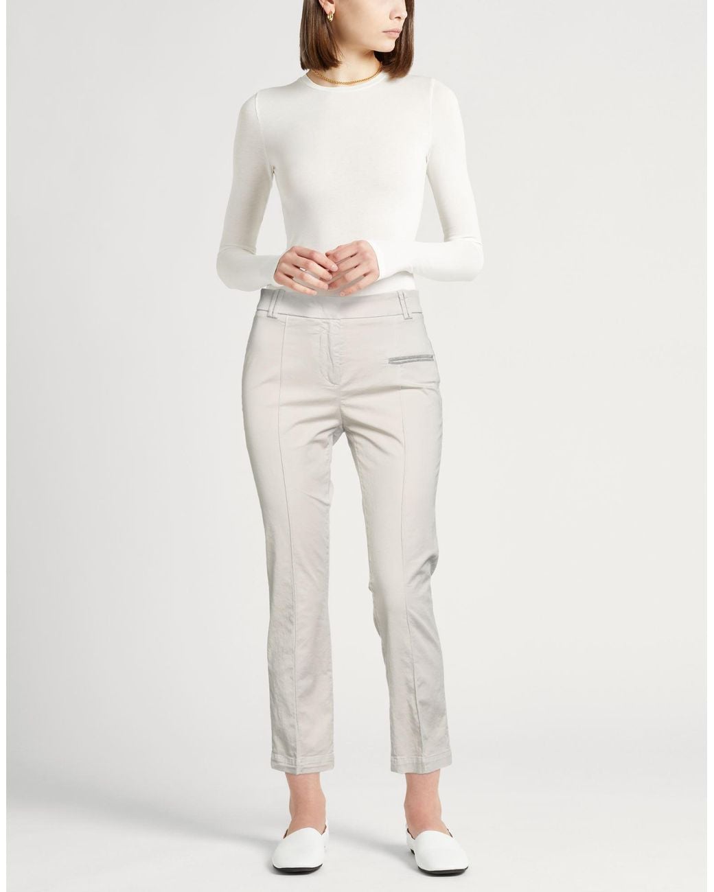 Fabiana Filippi Gray Pants Cotton, Elastane
