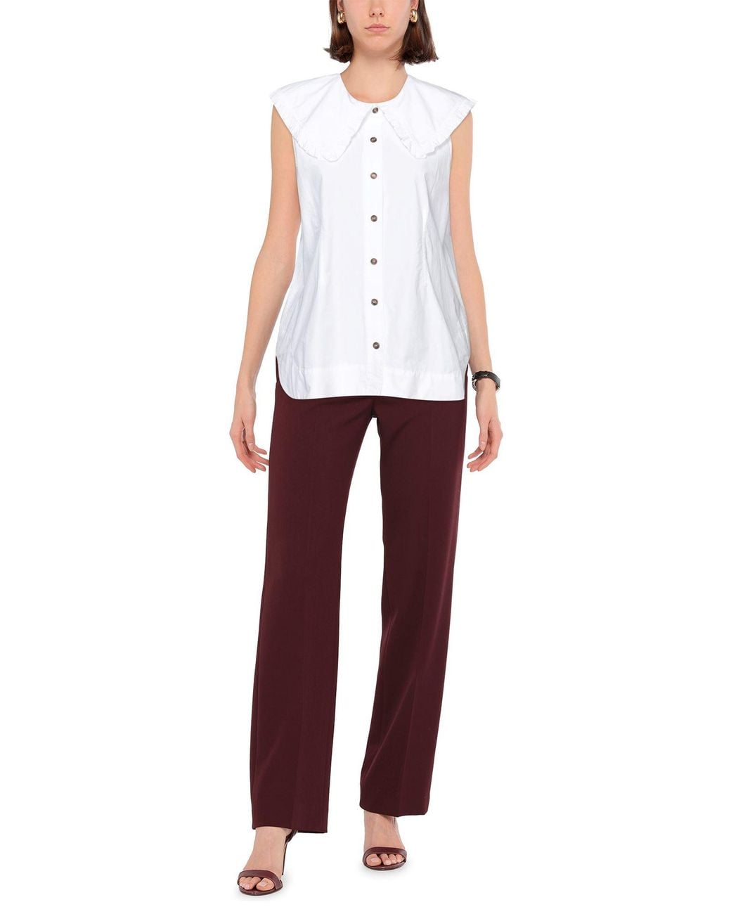Ganni White Sleeveless Shirt