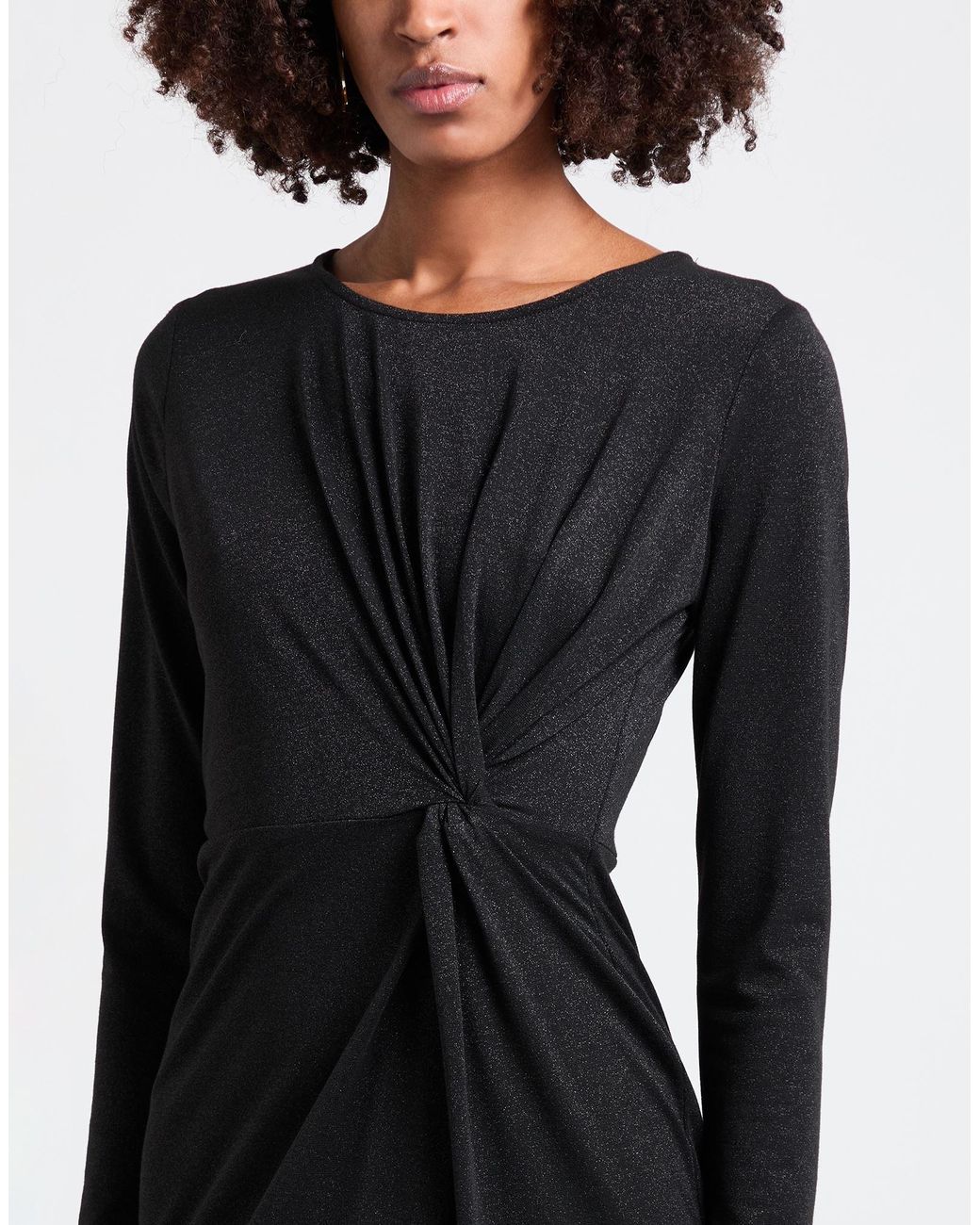 Sandro Ferrone Black Midi Dress Polyester, Viscose, Polyamide, Elastane