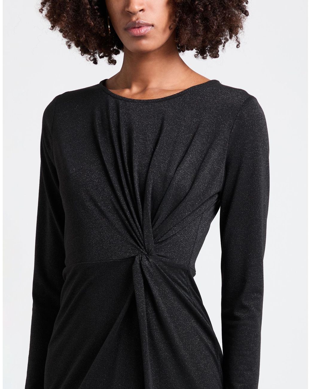 Sandro Ferrone Black Midi Dress Polyester, Viscose, Polyamide, Elastane