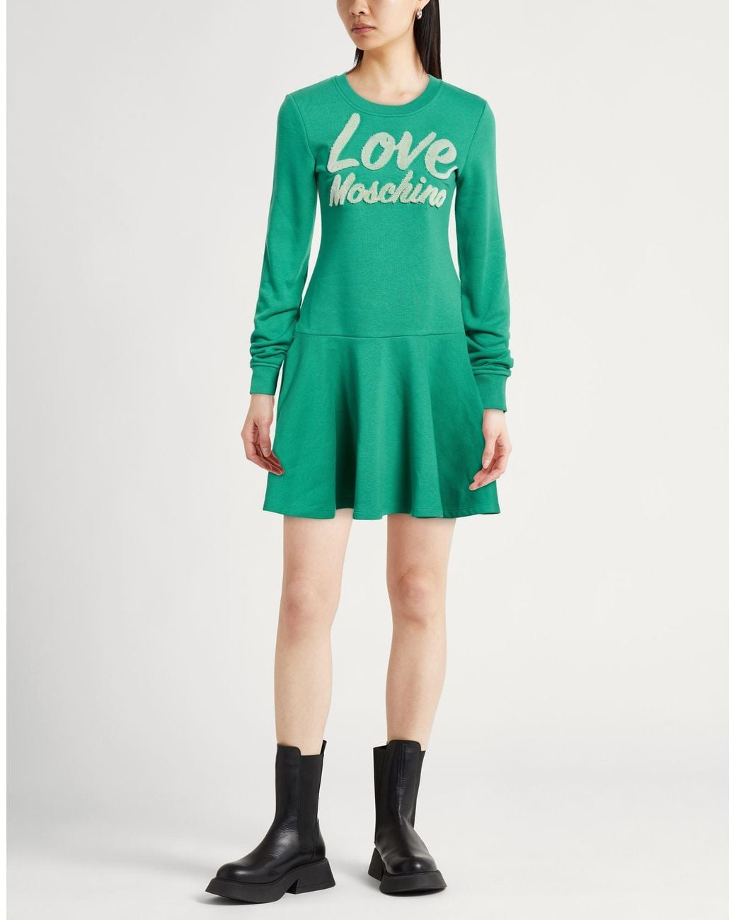 Love Moschino Green Mini Dress Cotton, Polyester