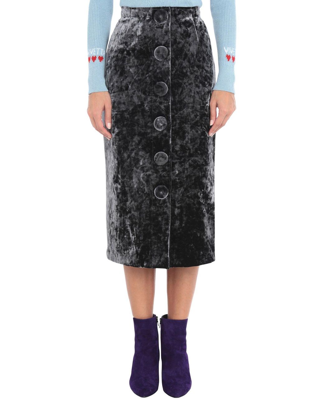 Vivetta Black Midi Skirt Polyester, Viscose, Elastane, Polyurethane