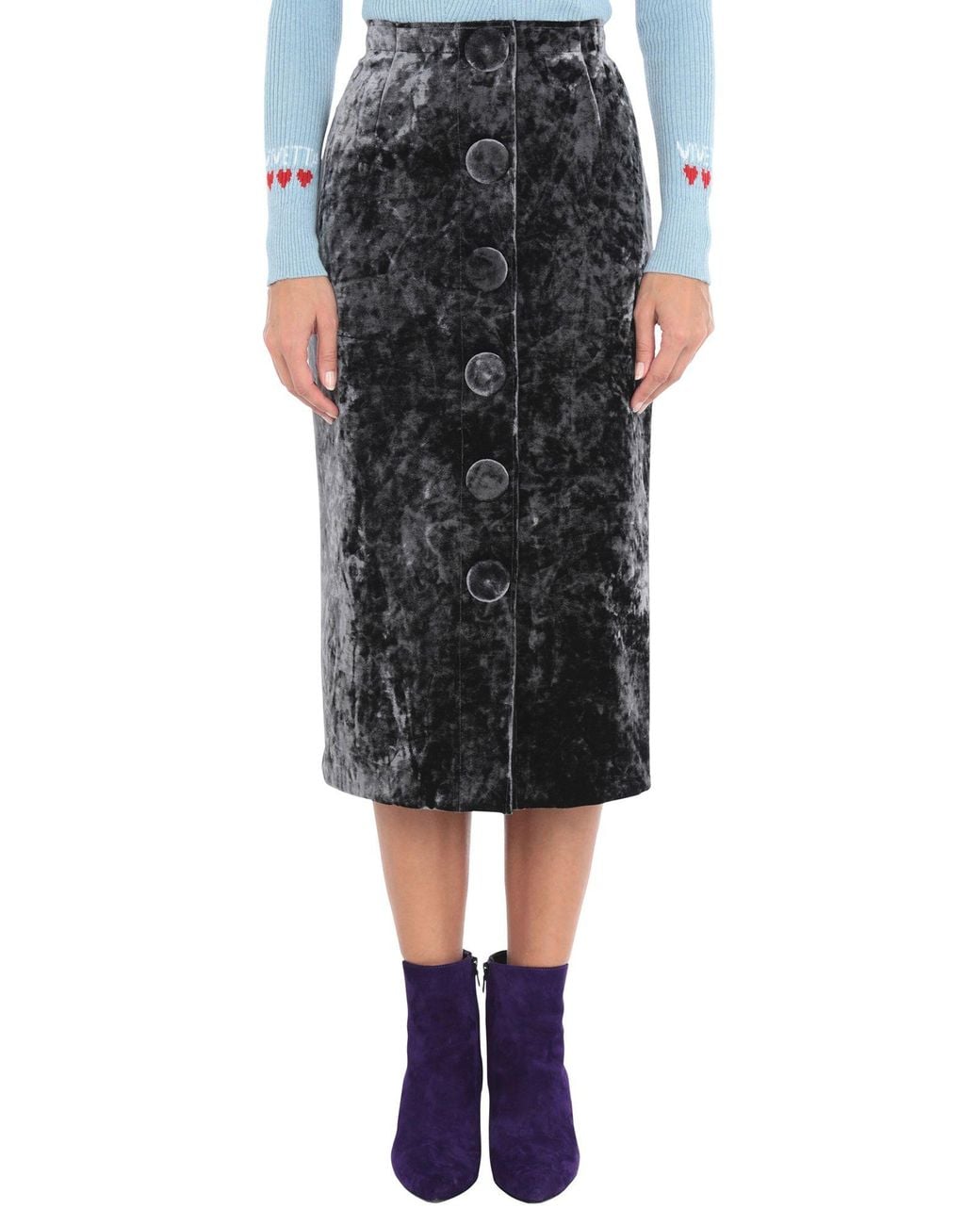 Vivetta Black Midi Skirt Polyester, Viscose, Elastane, Polyurethane