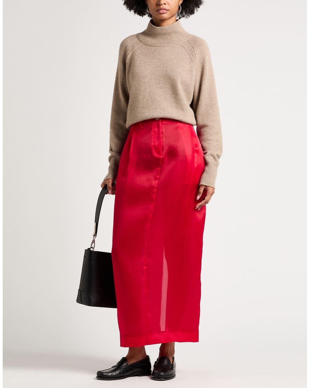 Khaite Red Maxi Skirt Silk