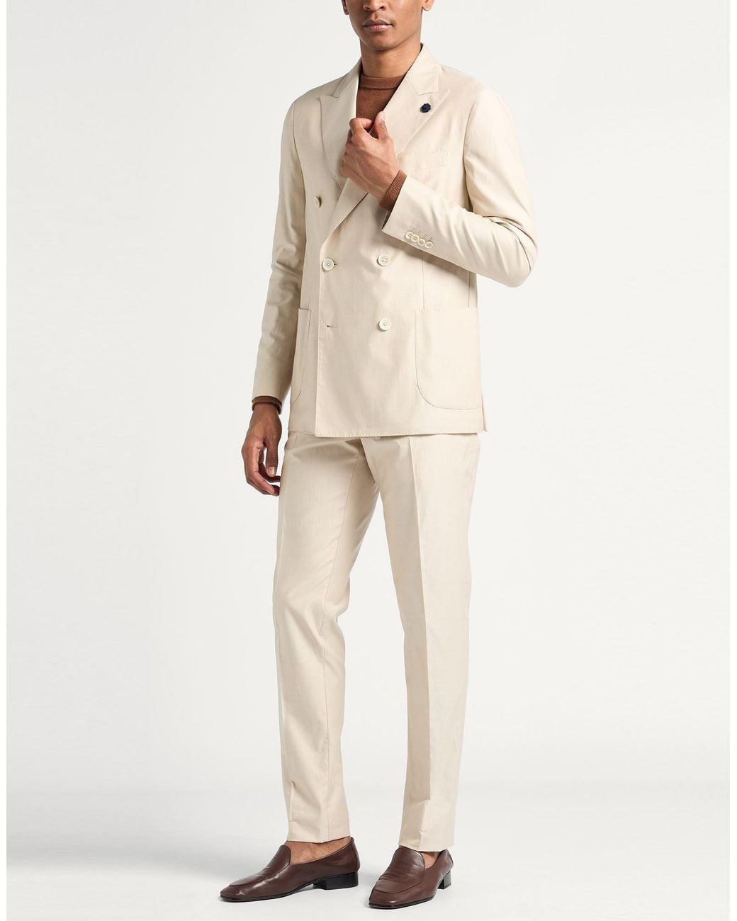 Lardini Natural Cream Suit Cotton for men