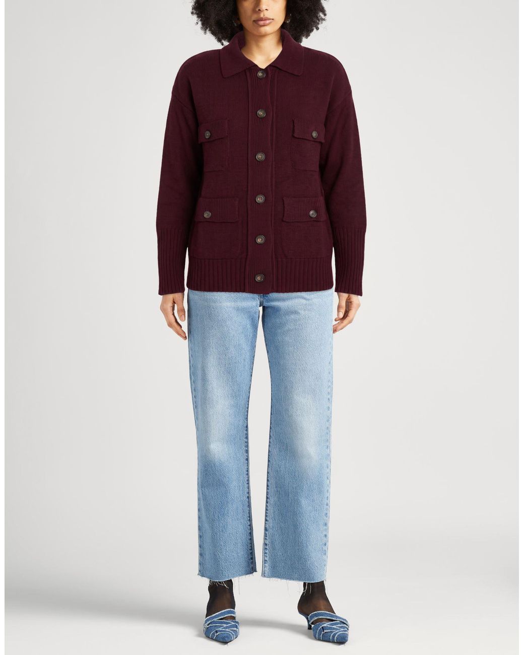 Alpha Studio Red Cardigan Wool