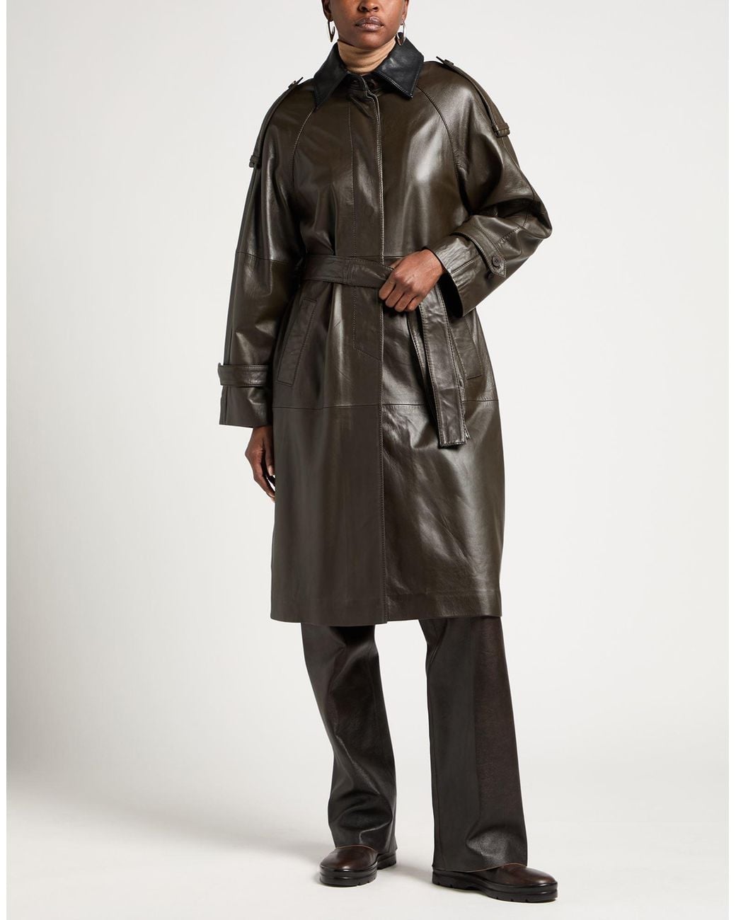 MAX&Co. Brown Overcoat & Trench Coat Lambskin