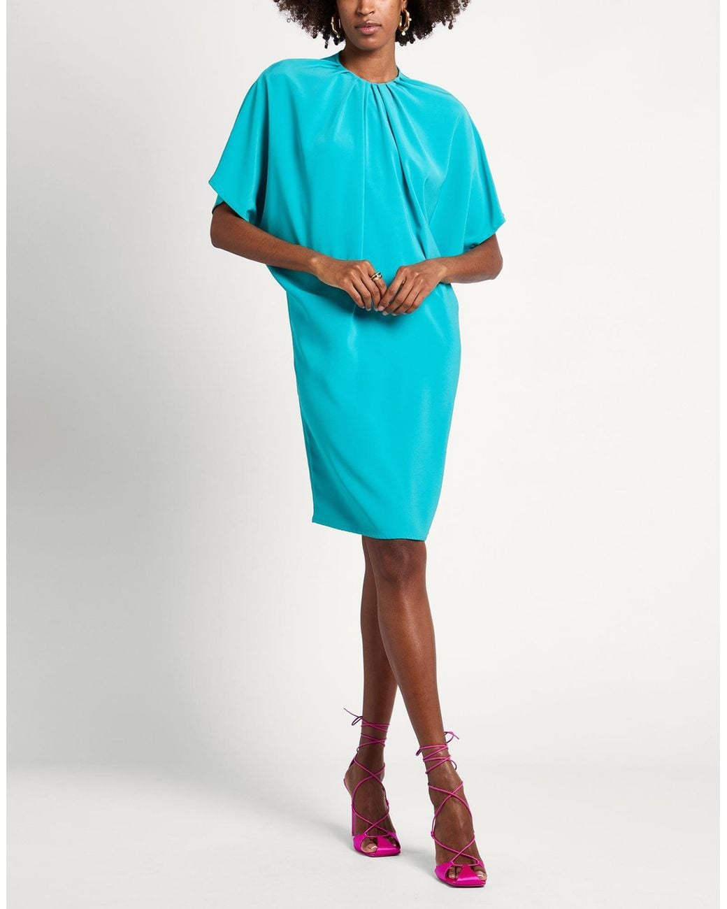Gianluca Capannolo Blue Midi Dress Triacetate, Polyethylene
