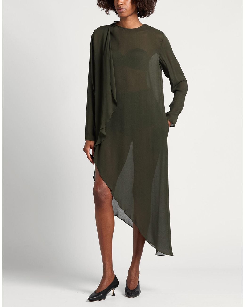 Alaïa Green Military Maxi Dress Viscose