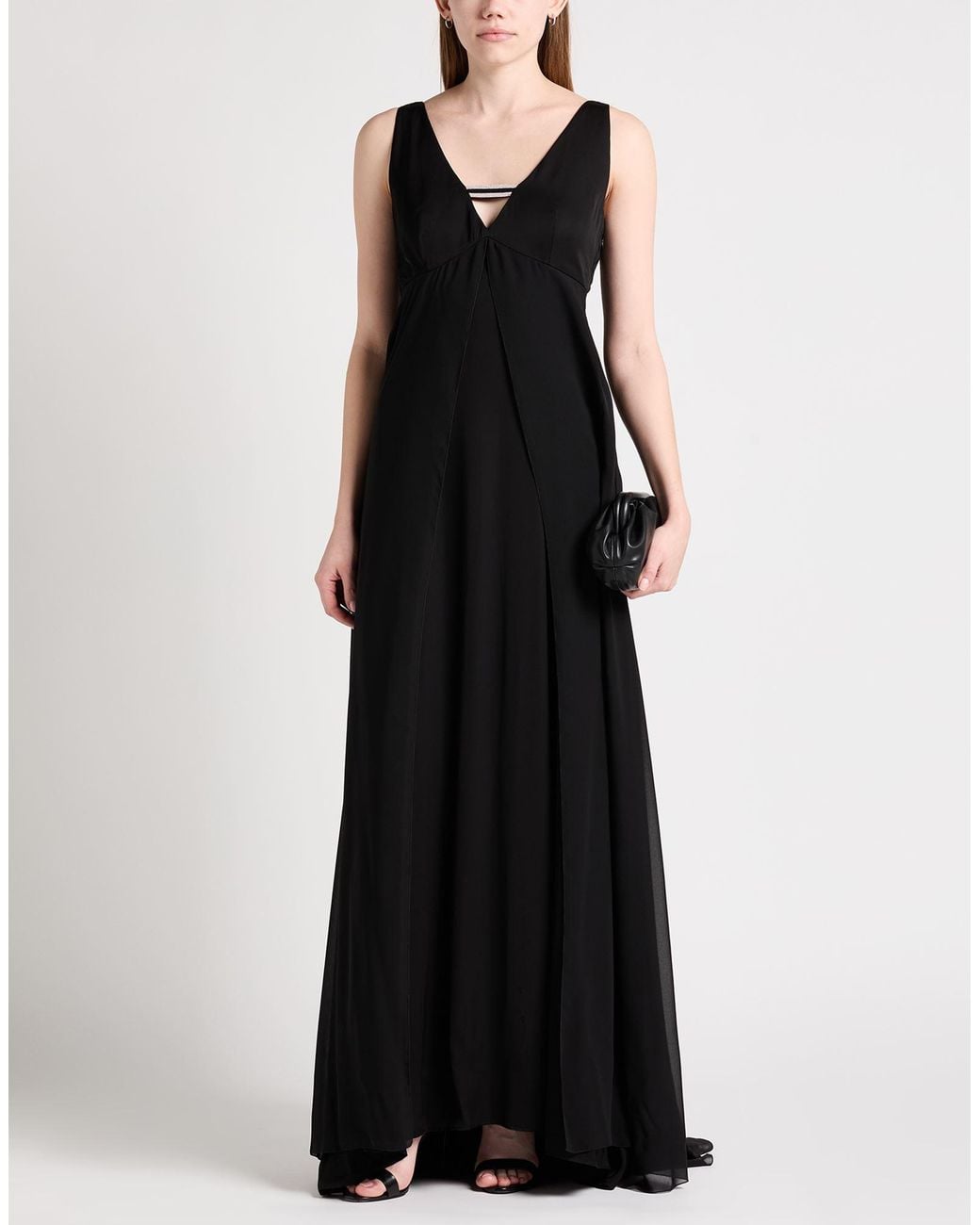 Peserico Black Maxi Dress Polyester, Viscose