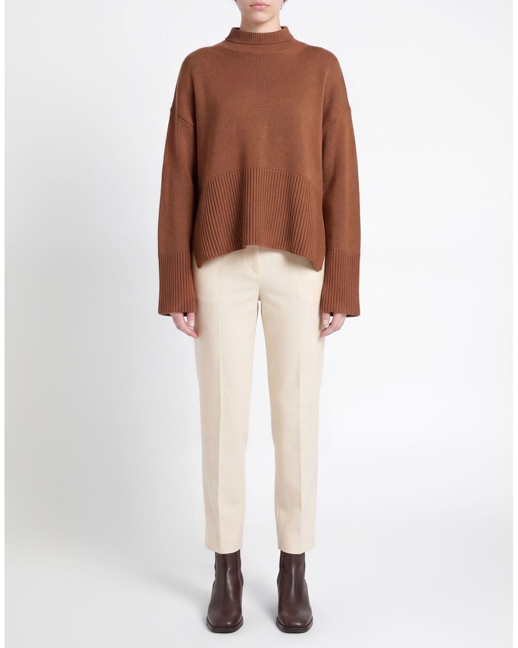 Dondup Brown Camel Turtleneck Wool