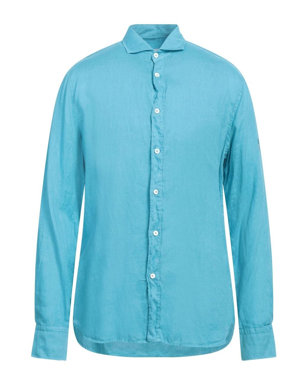 Cooperativa Pescatori Posillipo Blue Shirt Linen for men