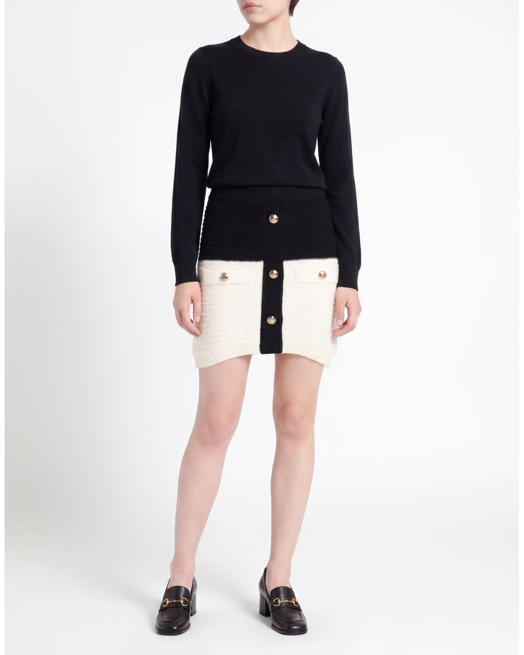 Gaelle Paris Black Mini Skirt Acrylic, Wool, Polyamide, Polyester, Viscose