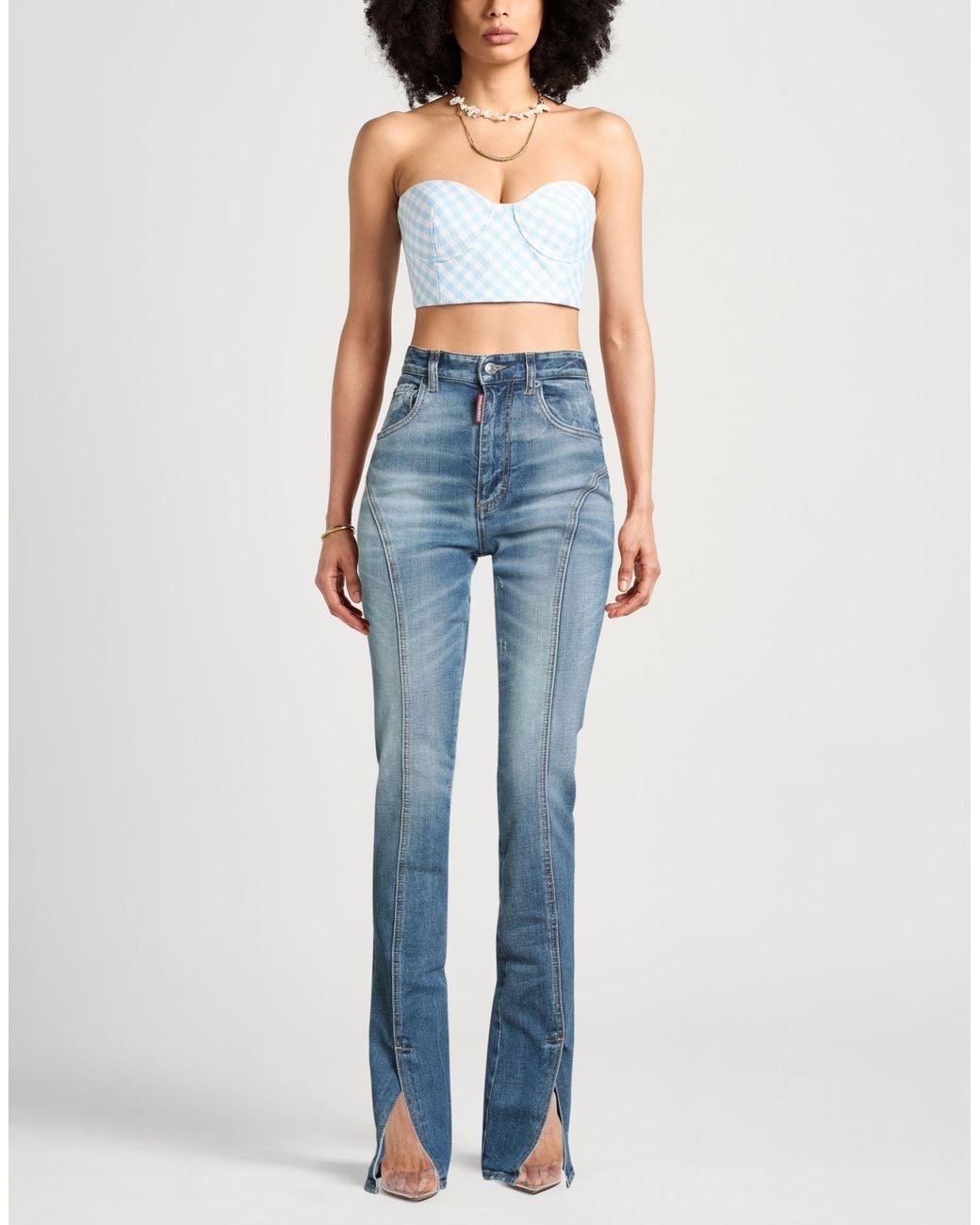 DSquared² Blue Jeans Cotton, Elastane, Calfskin