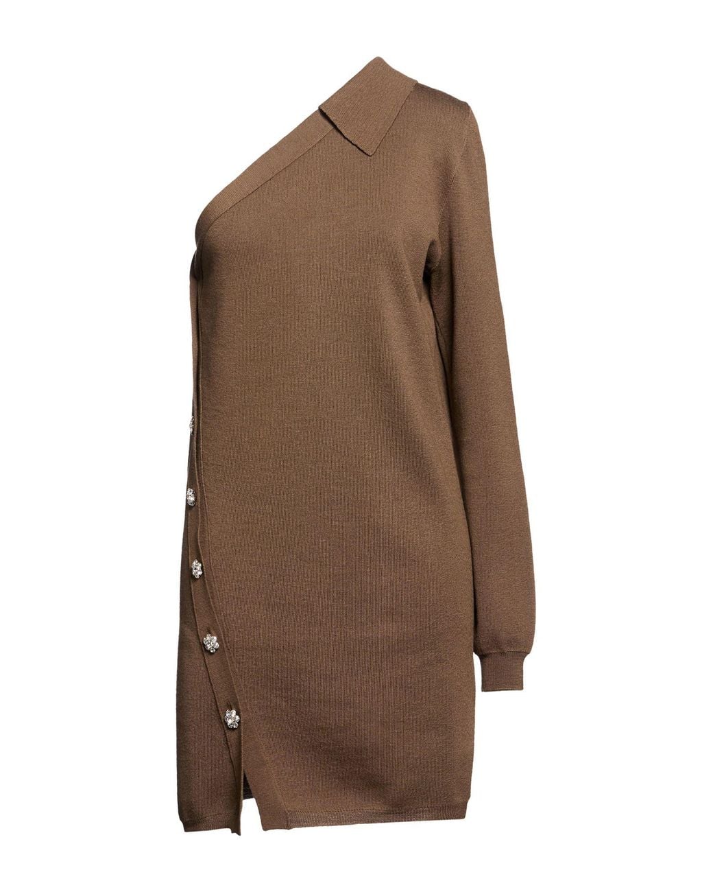 Semicouture Brown Mini Dress Virgin Wool