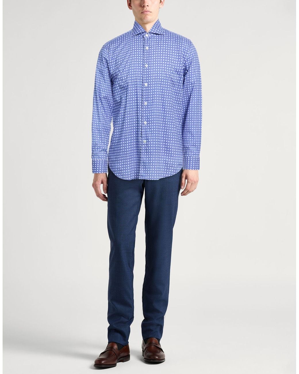 Fedeli Blue Shirt Cotton, Elastane for men