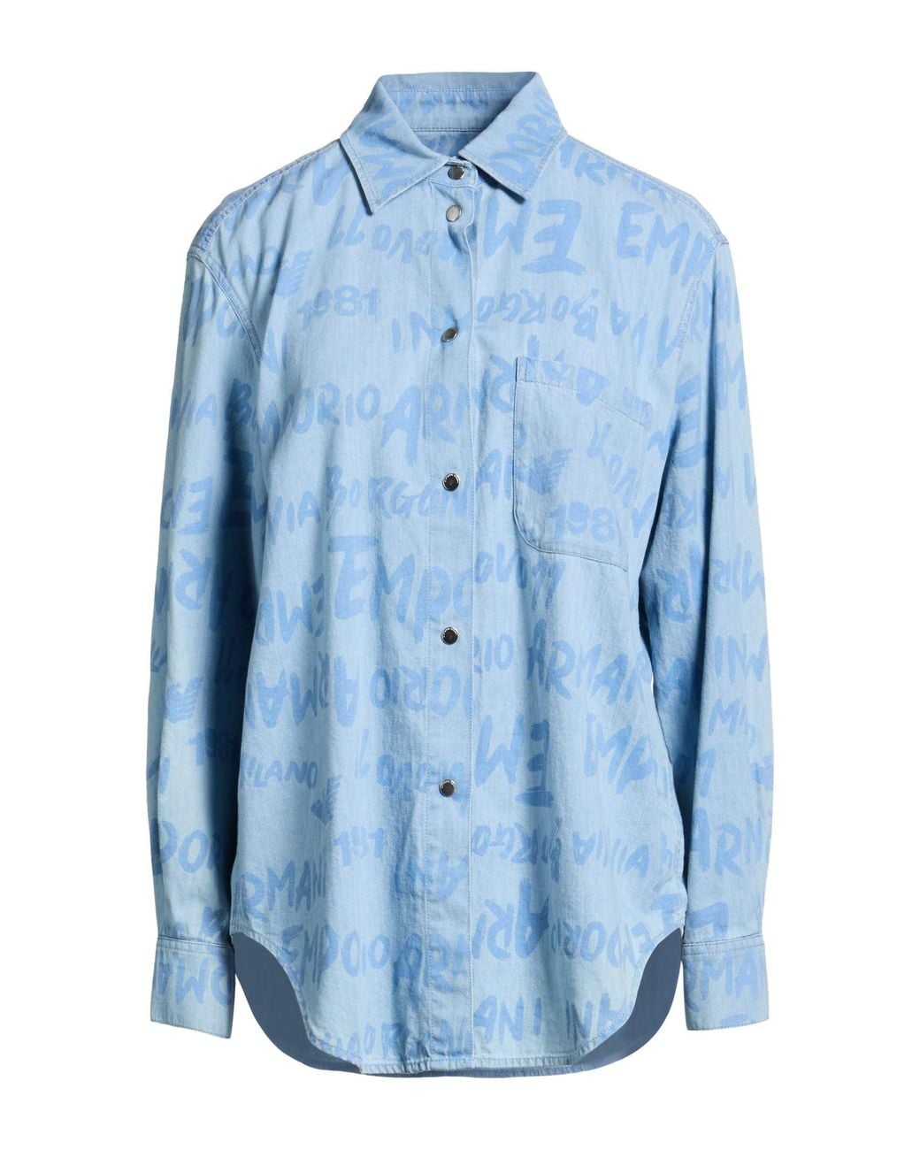 Emporio Armani Blue Sky Denim Shirt Cotton