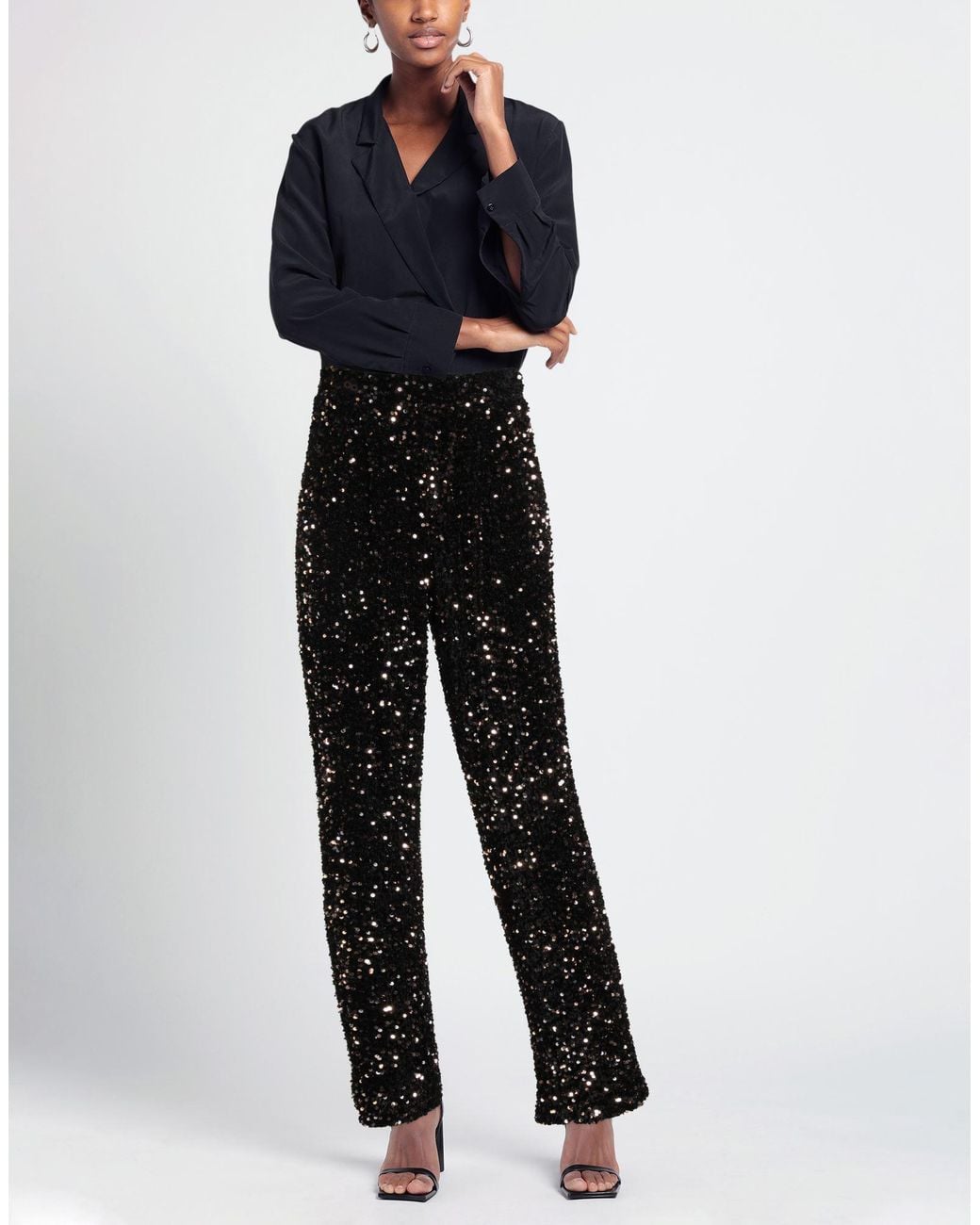 B.yu Black Pants Polyester, Viscose, Elastane