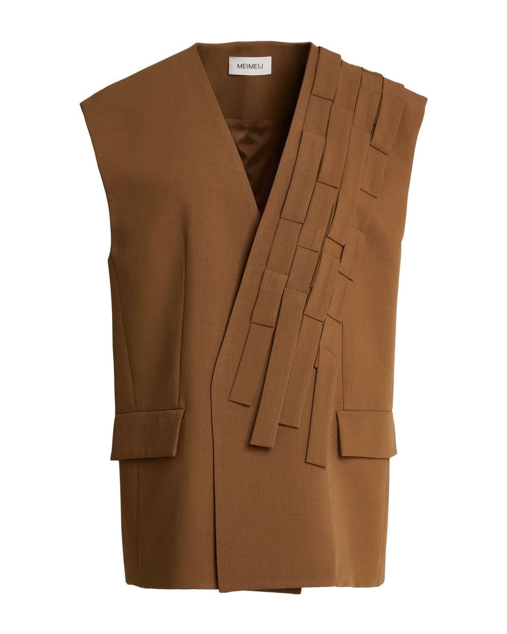MEIMEIJ Brown Vest Polyester, Viscose, Wool, Elastane, Acetate