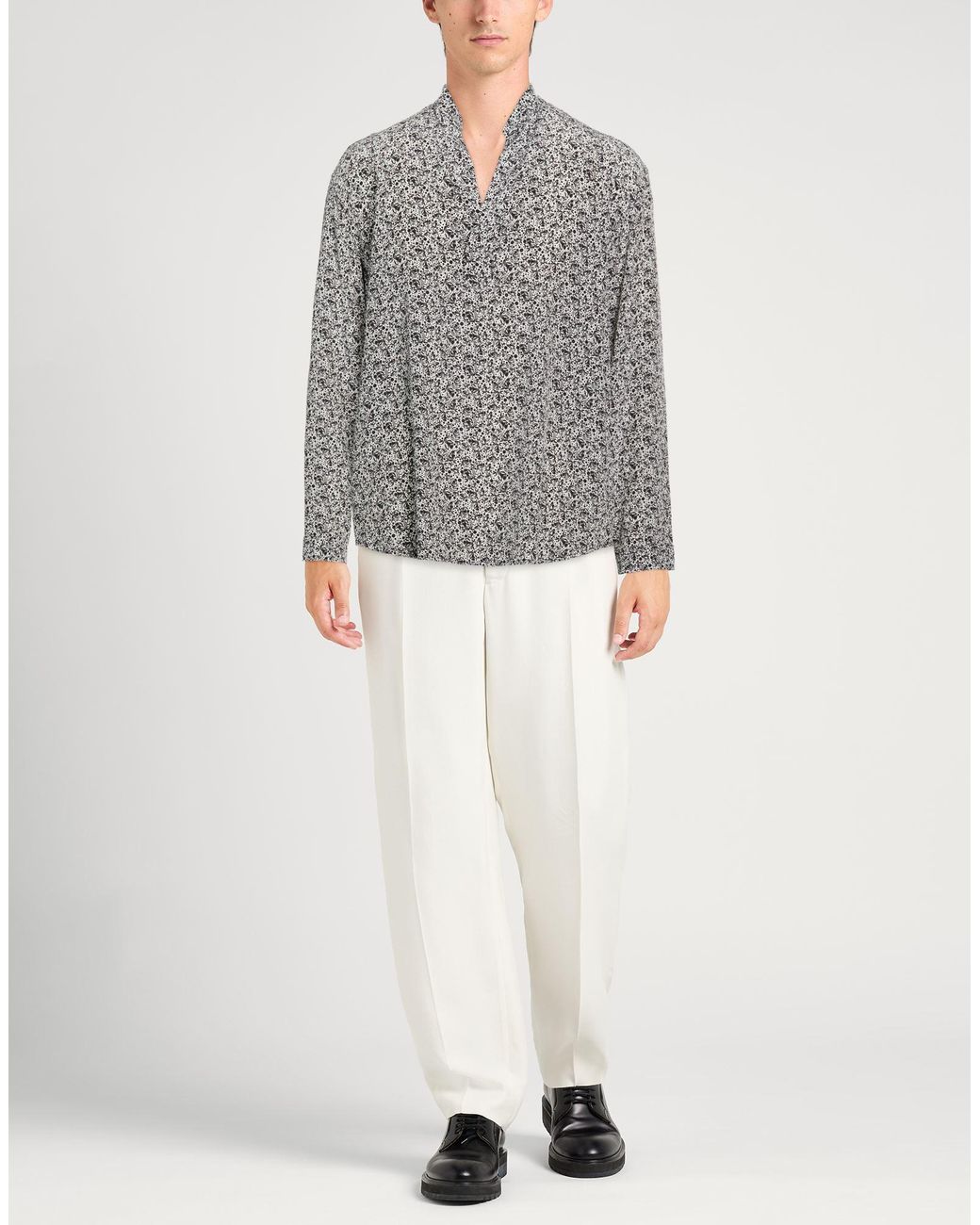 Grifoni Gray Shirt Silk for men