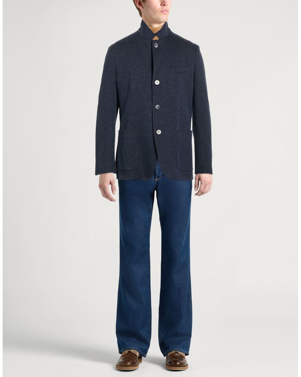 Fedeli Blue Blazer Cotton, Nylon, Elastane for men