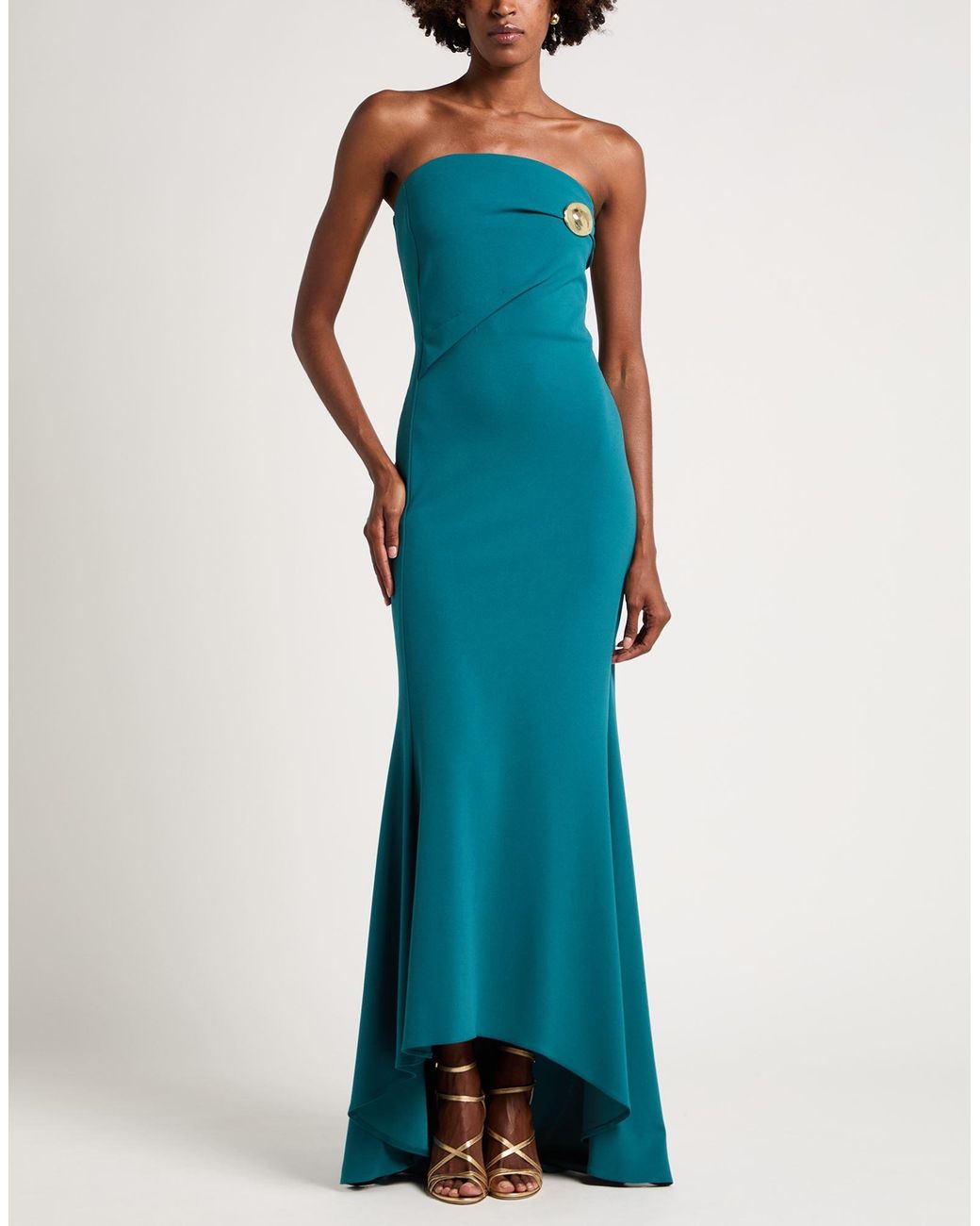 Rinascimento Blue Deep Maxi Dress Polyester, Elastane
