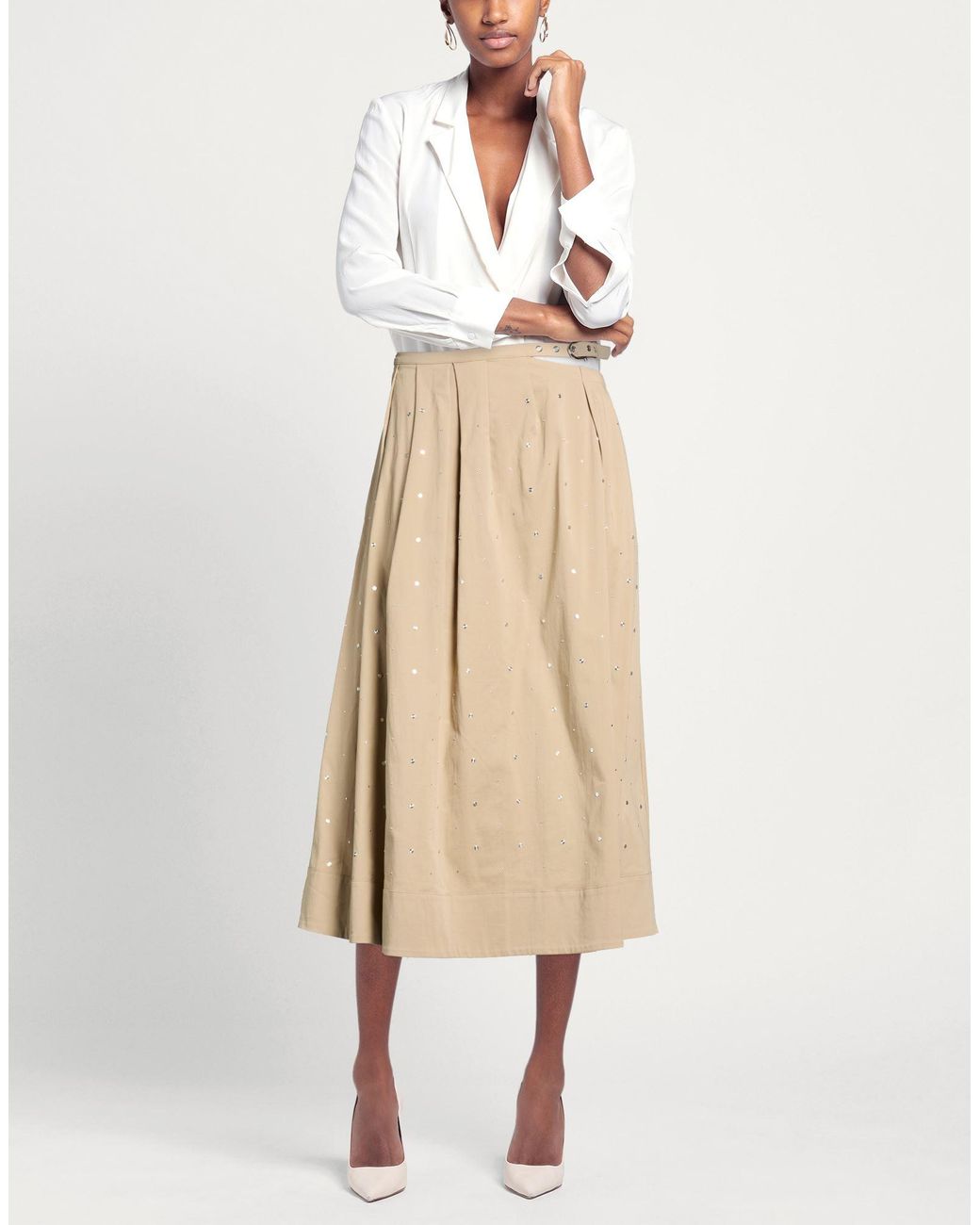 Maje Natural Midi Skirt