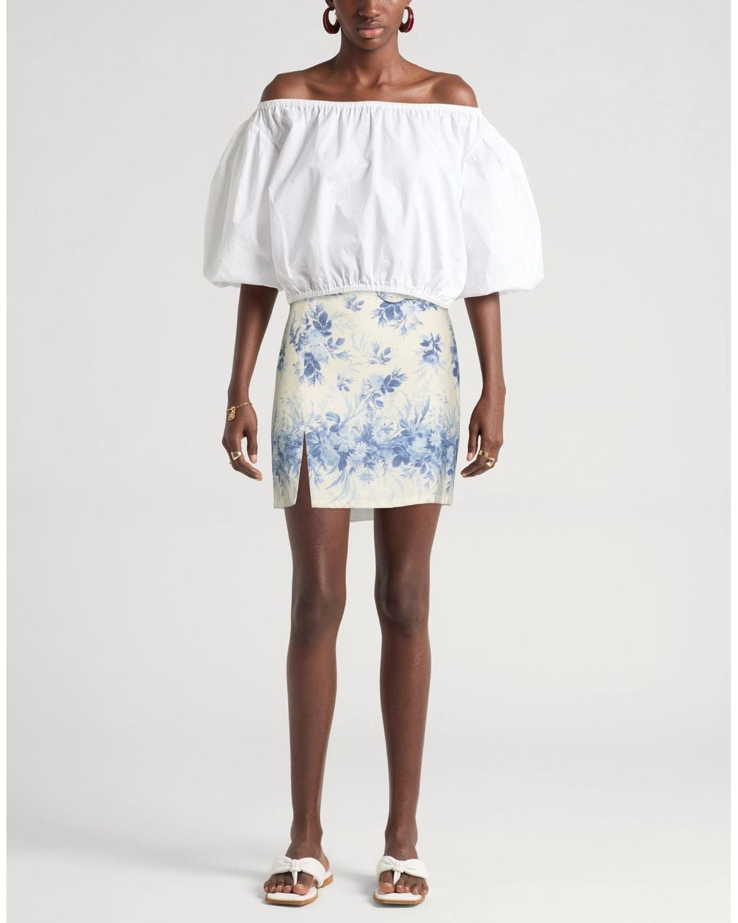 Twinset Blue Azure Mini Skirt Linen, Cotton