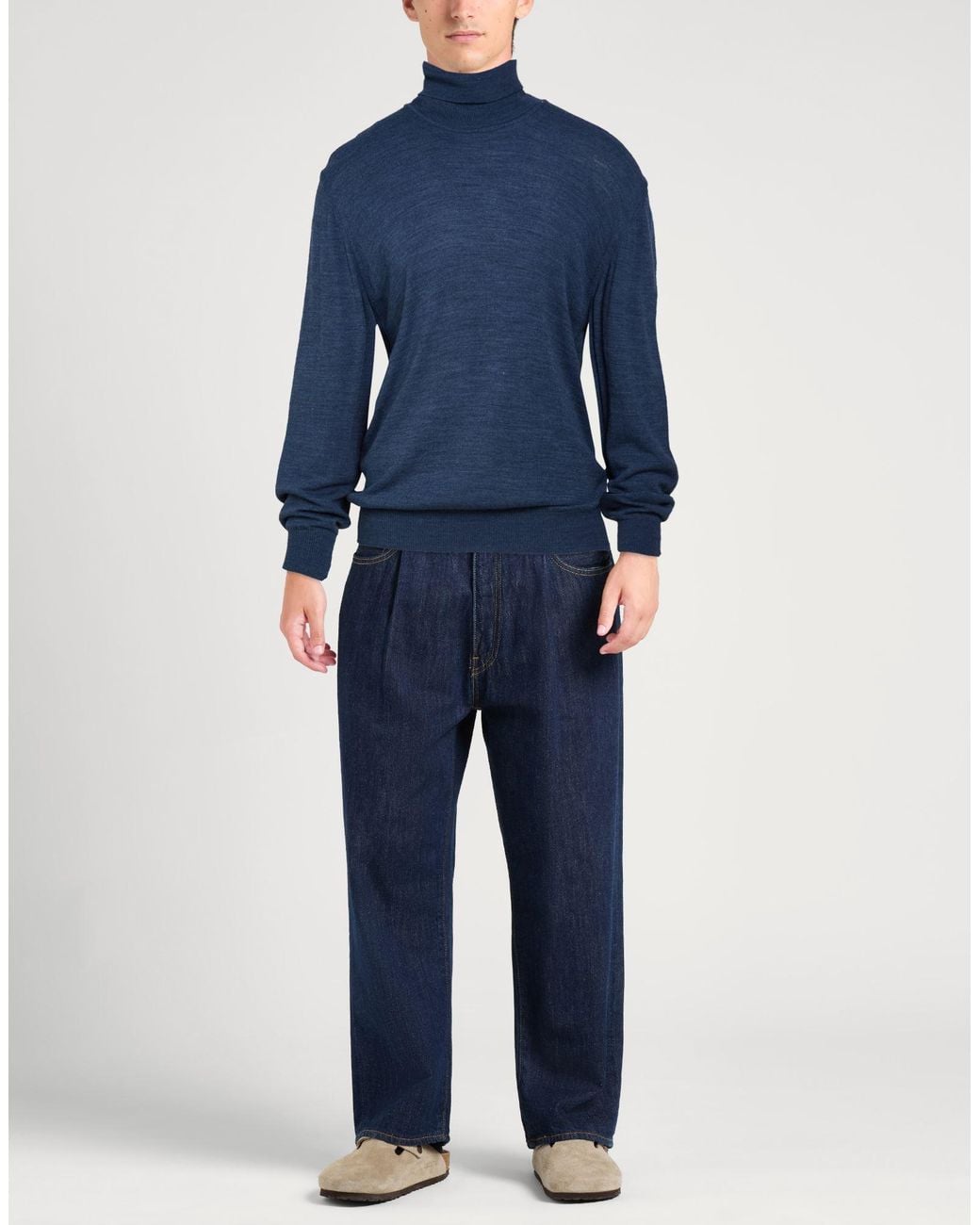 Trussardi Blue Turtleneck Wool for men