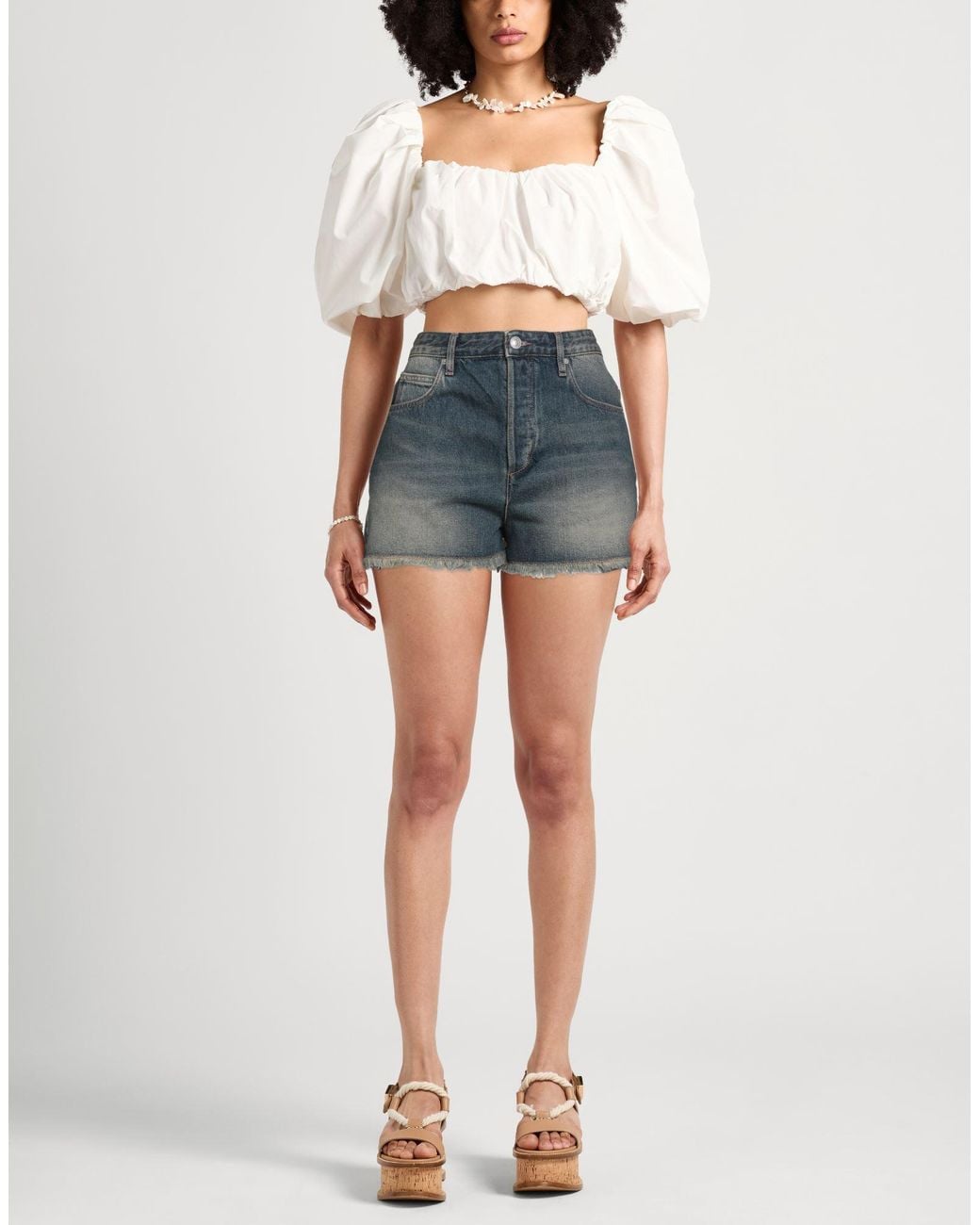 Isabel Marant Blue Denim Shorts Cotton, Hemp