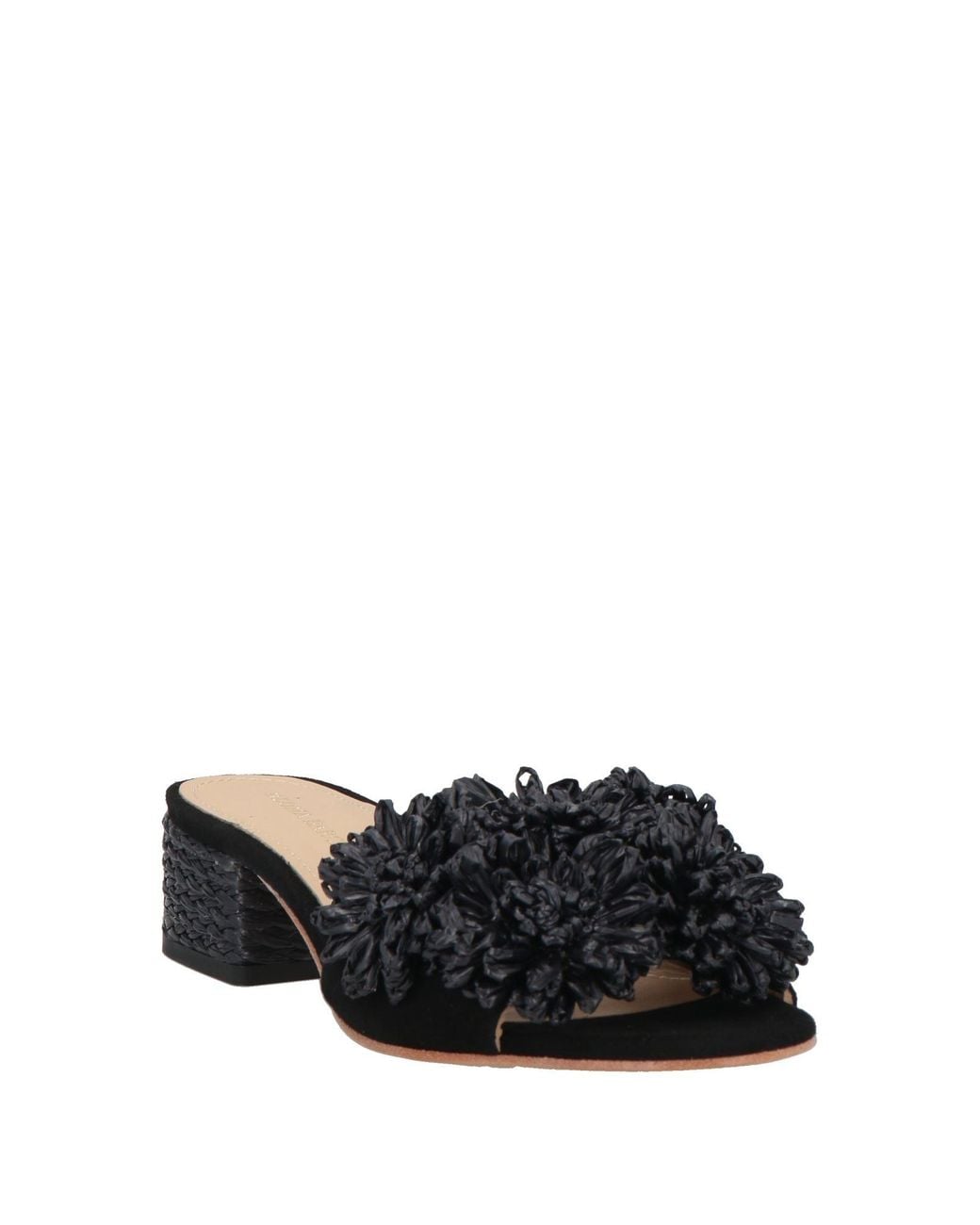 Paloma Barceló Black Sandals Kidskin, Natural Raffia