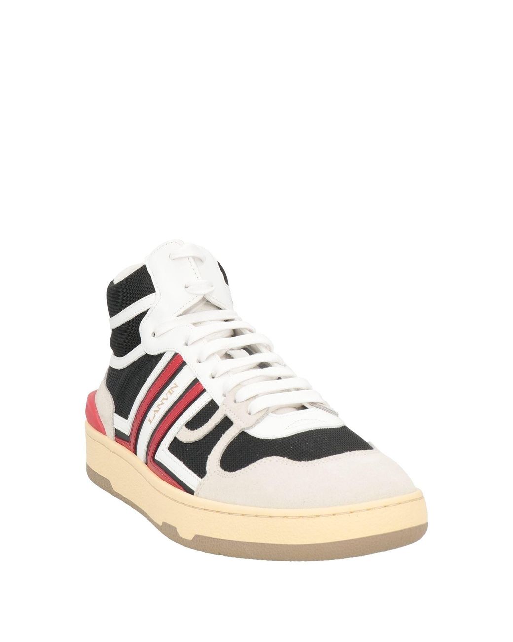 Lanvin Black Sneakers Calfskin, Textile Fibers for men