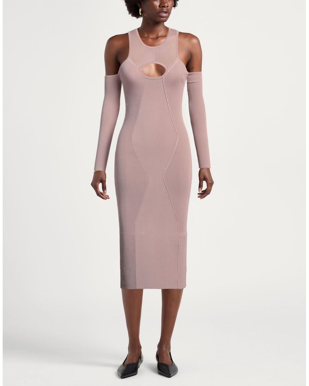 Pinko Pink Midi Dress Viscose, Polyamide, Elastane