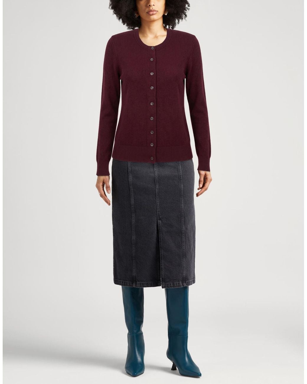 Alpha Studio Purple Burgundy Cardigan Geelong Wool